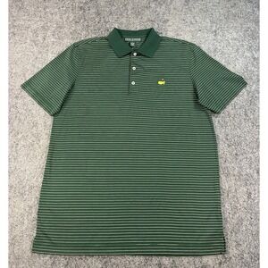 Masters Collection Polo Shirt Mens Large Dark Green Stripe Golf Pima Cotton